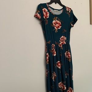 Teal floral maxi dress - brand Reb & J 220 size M